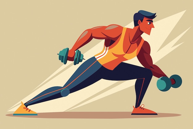 Vector Lateral lunge with dumbbell row Exercise Clipart