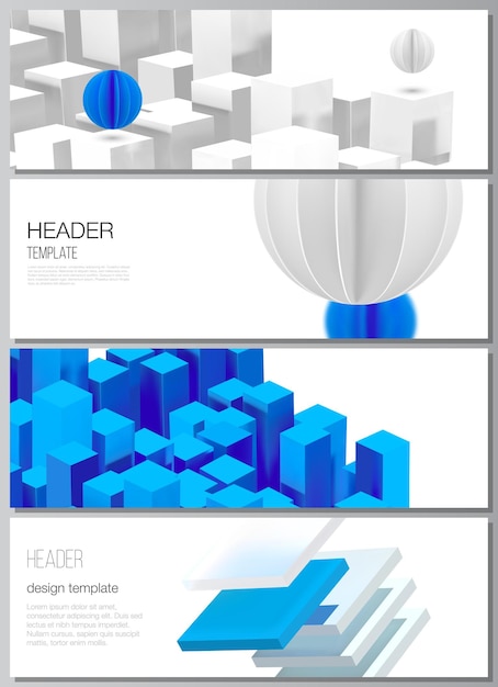 Vector layout of headers banner templates for website footer design horizontal flyer design website ...