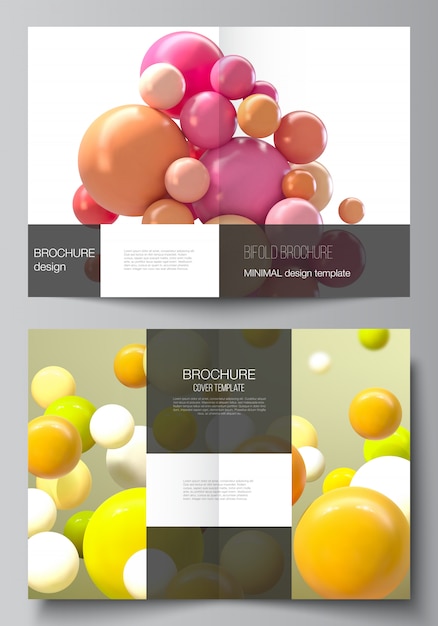 vector layout of two a4 cover mockup templates for bifold brochure