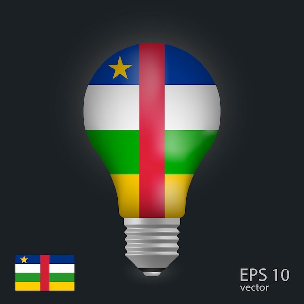 Vector light bulb with flag of Central African Republic 3D rendering isolated on gray background