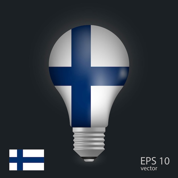vector light bulb with flag of finland 3d rendering isolated on gray background