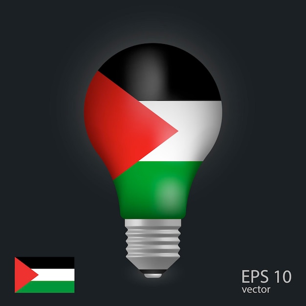 vector light bulb with flag of palestine 3d rendering isolated on gray background
