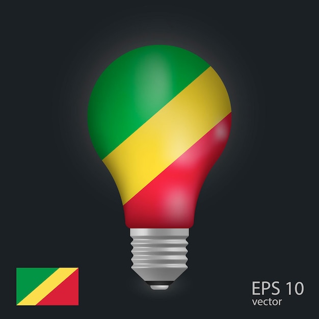 Vector light bulb with flag of Republic of the Congo 3D rendering isolated on gray background