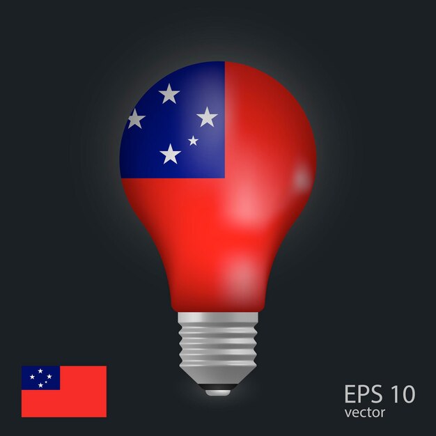 vector light bulb with flag of samoa 3d rendering isolated on gray background