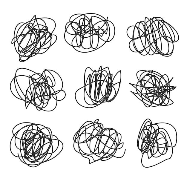 Vector light set hand drawn scribble line shapes