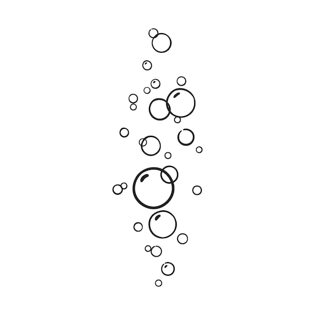 Vector line bubbles of fizzy drink isolated on white background Doodle style