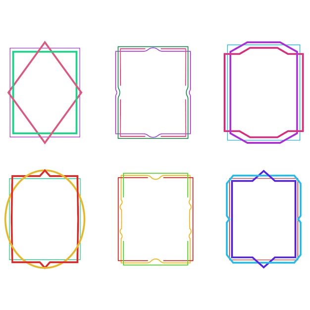 vector lineal frame with flowers and geometric shapes