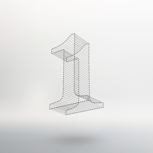vector low poly numbers font. polygon number alphabet. vector illustration.