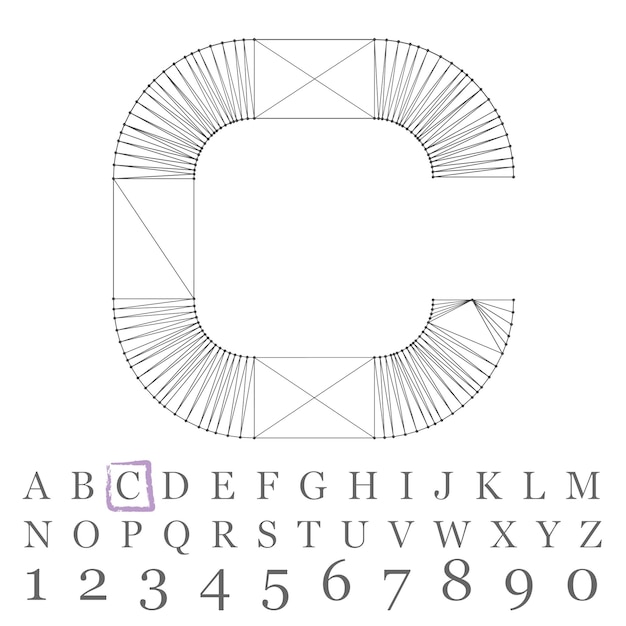 Vector low poly numbers font. Polygon number alphabet. Vector illustration.