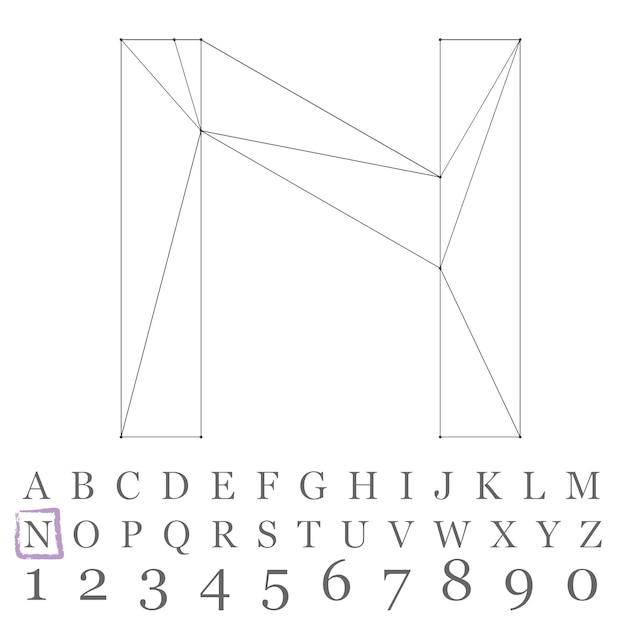 Vector low poly numbers font. Polygon number alphabet. Vector illustration.