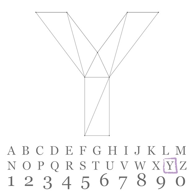 Vector low poly numbers font. Polygon number alphabet. Vector illustration.