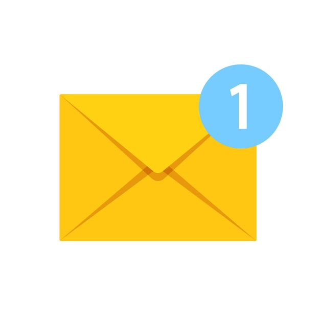 Vector mail envelope with 1 alert message isolated on white background