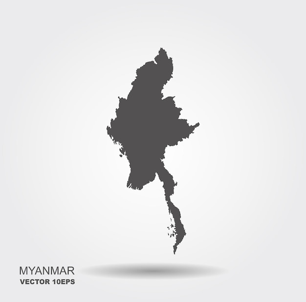vector map myanmar flat vector icon with shadow