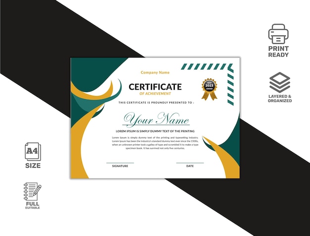 Vector modern design certificate template with simple elegant and a4 size