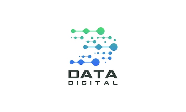 Vector modern digital letter d pixel data with connection network logo