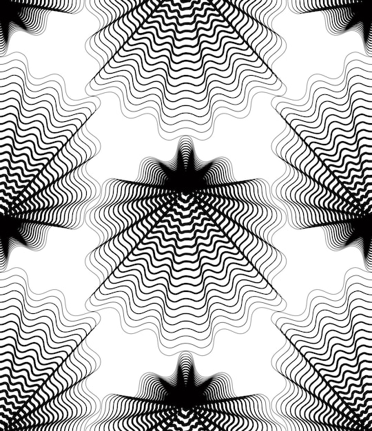 Vector monochrome stripy endless pattern, art continuous geometric background with graphic lines.