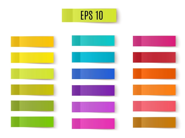 Vector multicolored set of sticky notes on white background