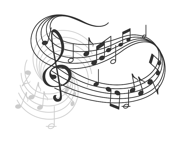 Vector music notes on staff poster