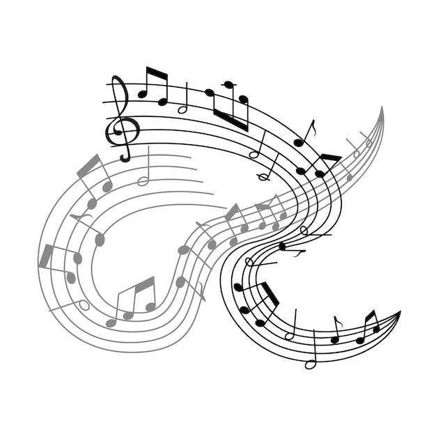Vector music poster or musical notes staff icon