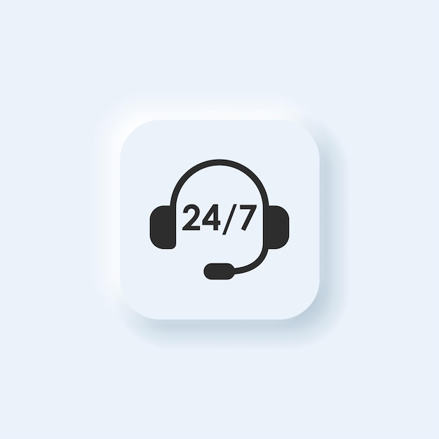 vector neumorphic style customer call support button for ui design