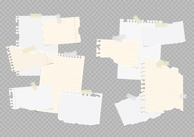 Vector notebook sheets attached with adhesive tape
