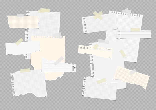 Vector notebook sheets attached with adhesive tape