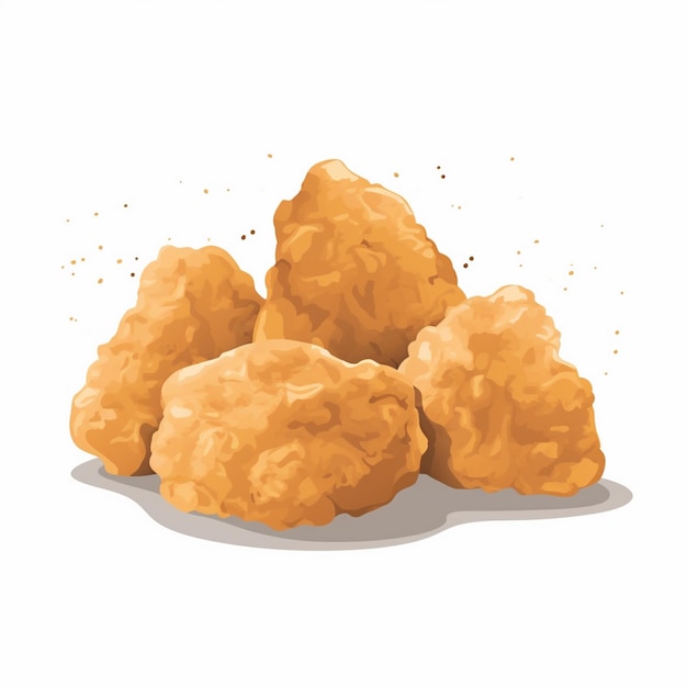 vector nugget illustration isolated chicken food snack lunch cartoon fast set crispy mea
