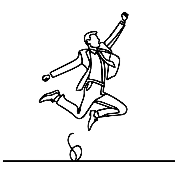 vector of businessman jumping in continuous line style