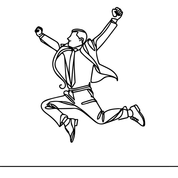 vector of businessman jumping in continuous line style