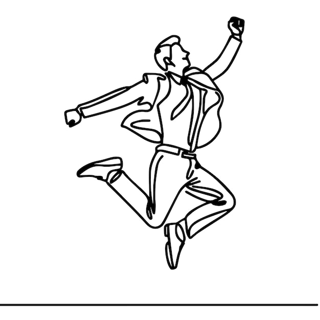 vector of businessman jumping in continuous line style