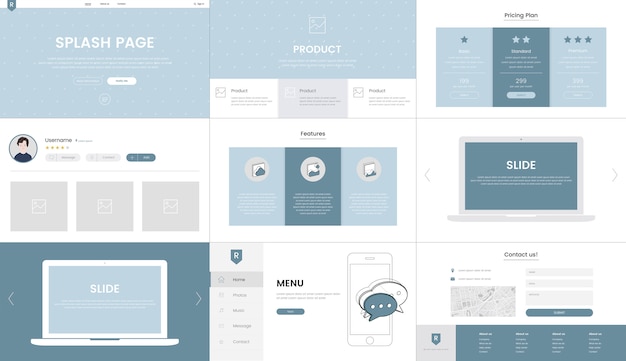 vector of website elements for web design