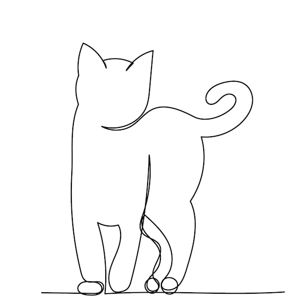 vector on a white background continuous line drawing of a cat sketch