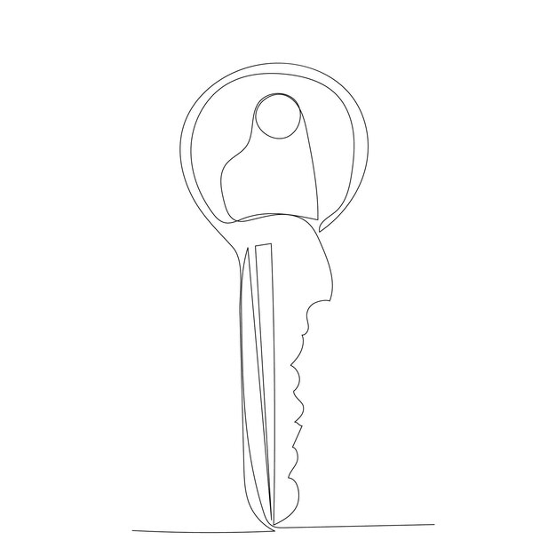 Vector on a white background continuous line drawing of a key sketch