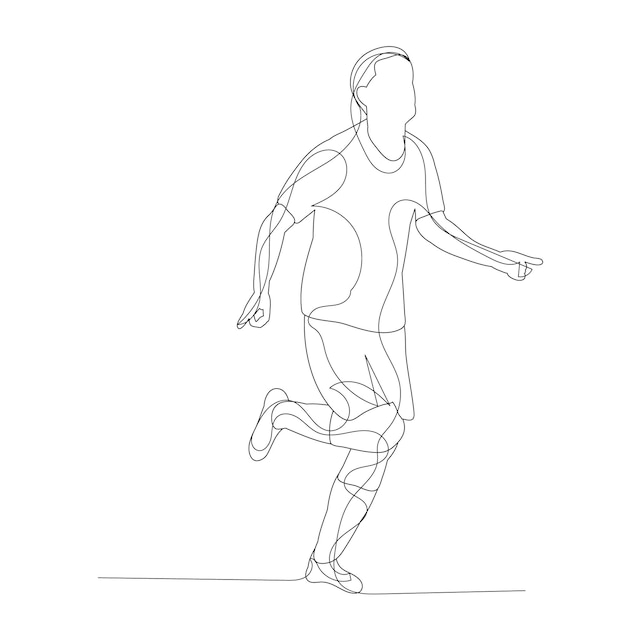 Vector on a white background line drawing of a running man