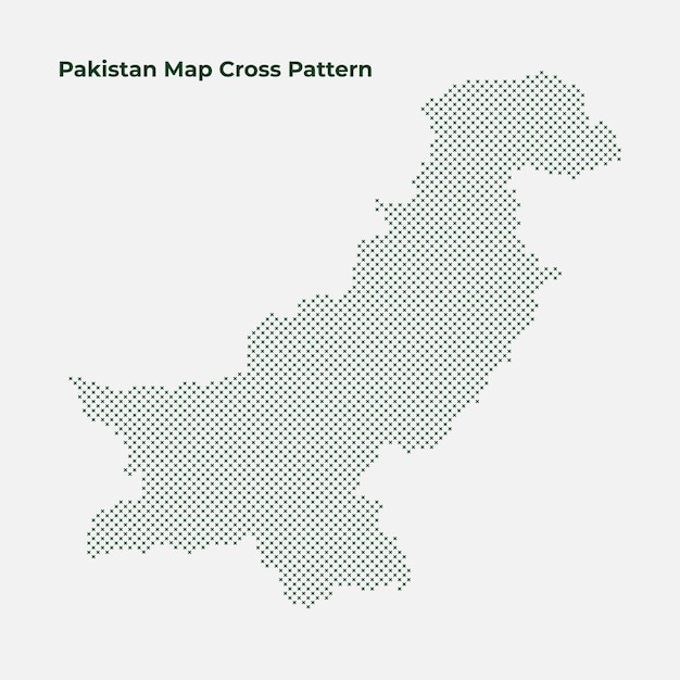 Vector Pakistan Map with Cross Pattern Isolated on Light Background