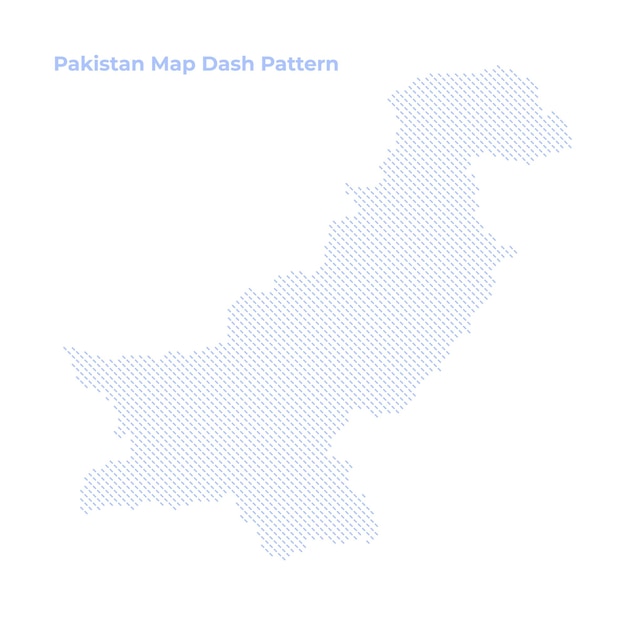 Vector Pakistan Map with Dash Pattern Isolated on Light Background