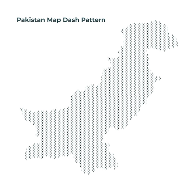 Vector Pakistan Map with Dash Pattern Isolated on Light Background