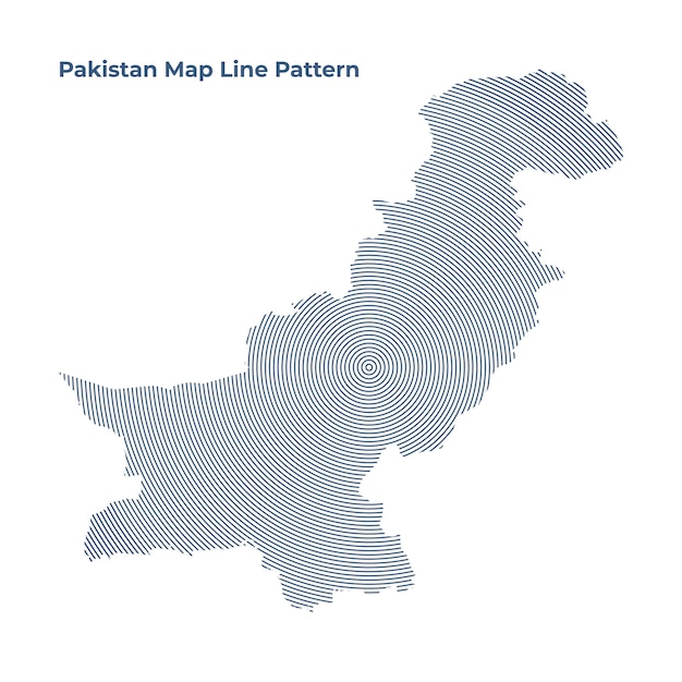 Vector Pakistan Map with Line Pattern Isolated on Light Background