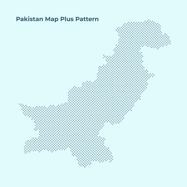 Vector Pakistan Map with Plus Pattern Isolated on Light Background