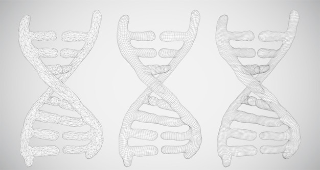vector part of the human dna 3d triangular abstract style in black and white