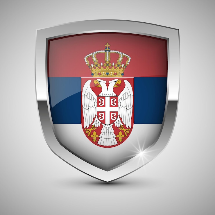 Vektör vector patriotic shield with flag of serbia an element of impact for the use you want to make of it
