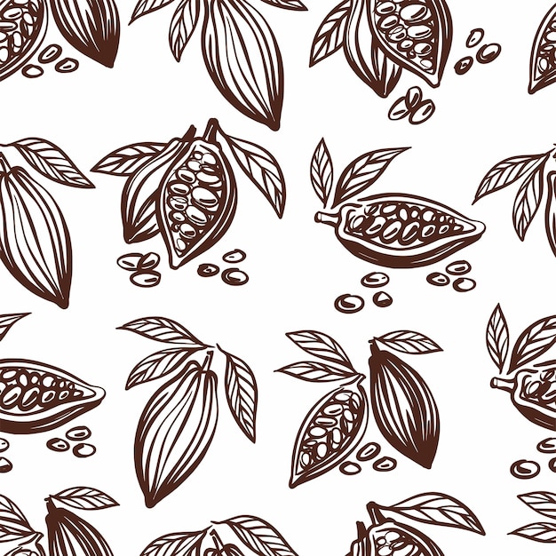 Vector pattern with cocoa beans drawn by handx9