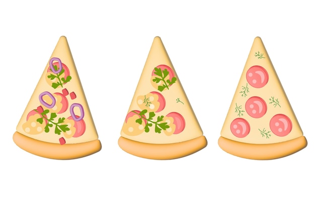 Vector pepperoni pizza slice Fast food Illustration