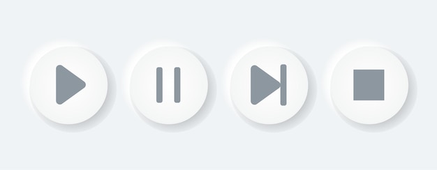 vector play pause fast forward stop in 3d circles buttons