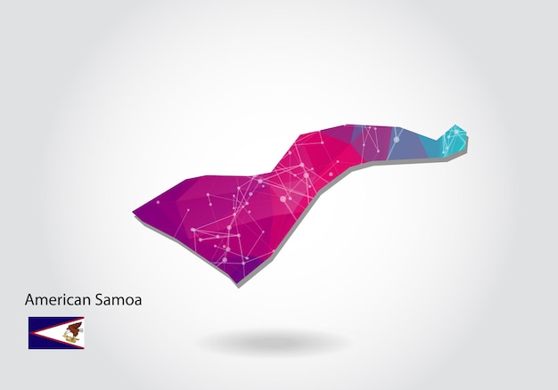 Vector polygonal American Samoa map. Low poly design. map made of triangles on white background. geometric rumpled triangular low poly style gradient graphic, line dots, UI design.