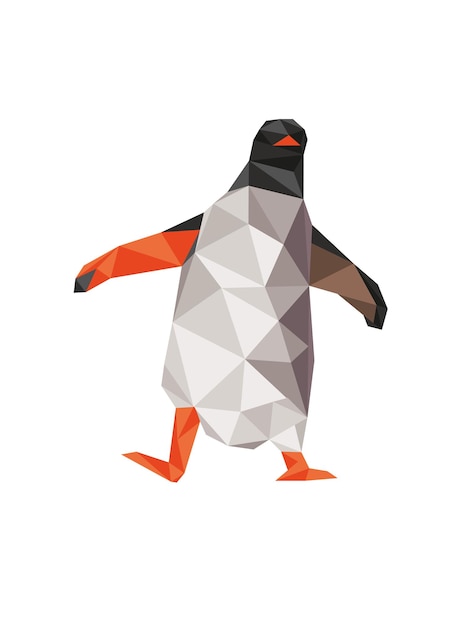 Vector polygonal illustration of the penguin
