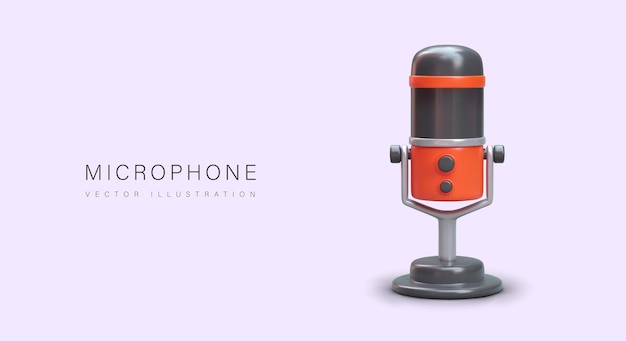 Vector poster with microphone and text Recording studio services video dubbing