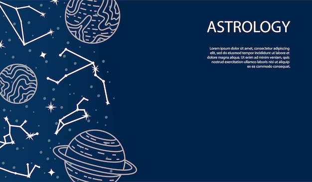 vector poster with planets and constellations. astrological background. a template with space for text.