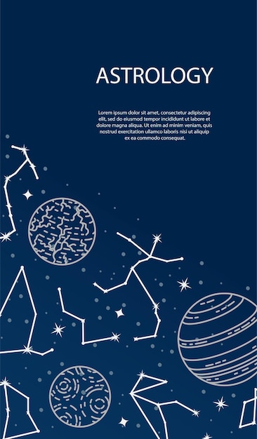 vector poster with planets and constellations. astrological background. a template with space for text.