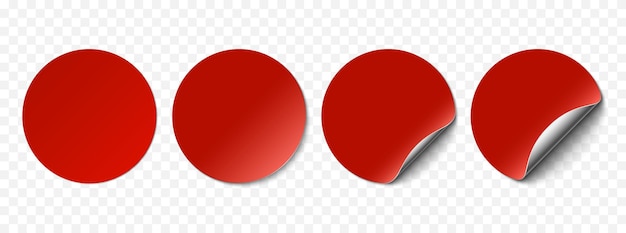 Vector red realistic paper stickers sell tags isolated on transparent background